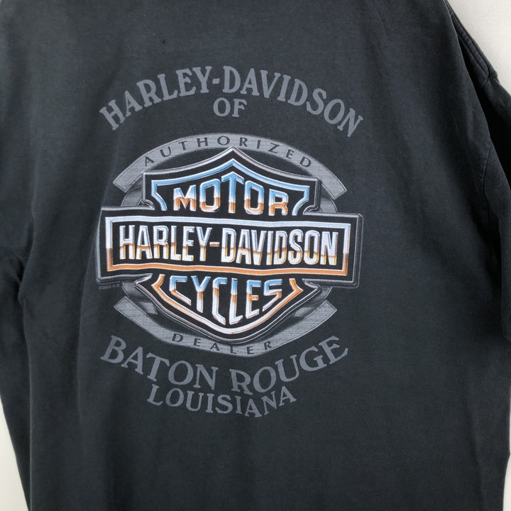 00'S Harley-Davidson Motorcycle Bike T-shirt Made in USA Men's XL cotton black type Vintage Second Hand