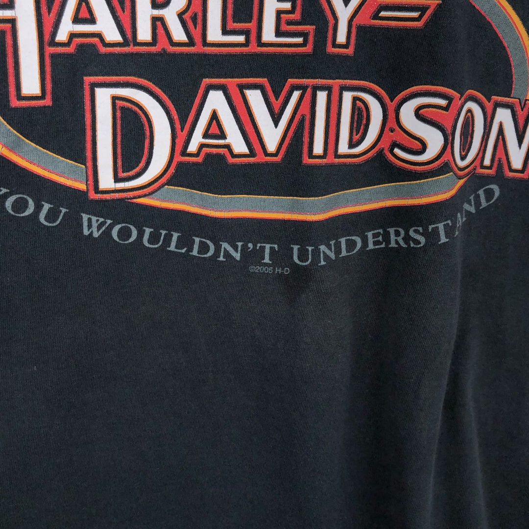 00'S Harley-Davidson Motorcycle Bike T-shirt Made in USA Men's XL cotton black type Vintage Second Hand