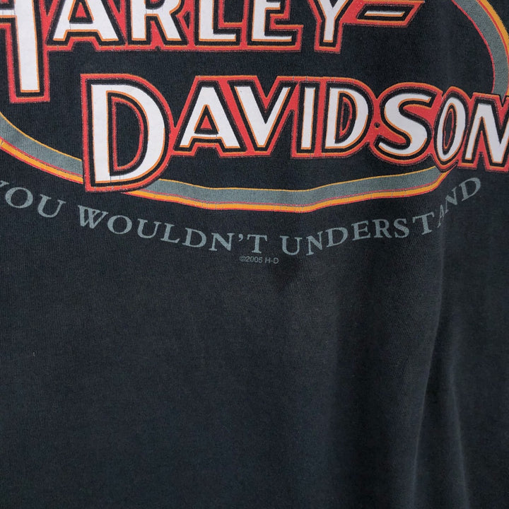 00'S Harley-Davidson Motorcycle Bike T-shirt Made in USA Men's XL cotton black type Vintage Second Hand