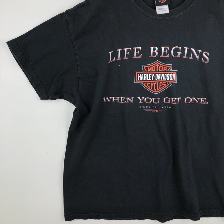 00'S Harley-Davidson Motorcycle Bike T-shirt Made in USA Men's XL cotton black type Vintage Second Hand