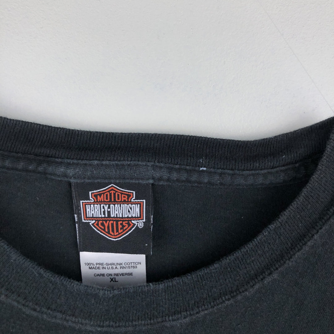 00'S Harley-Davidson Motorcycle Bike T-shirt Made in USA Men's XL cotton black type Vintage Second Hand