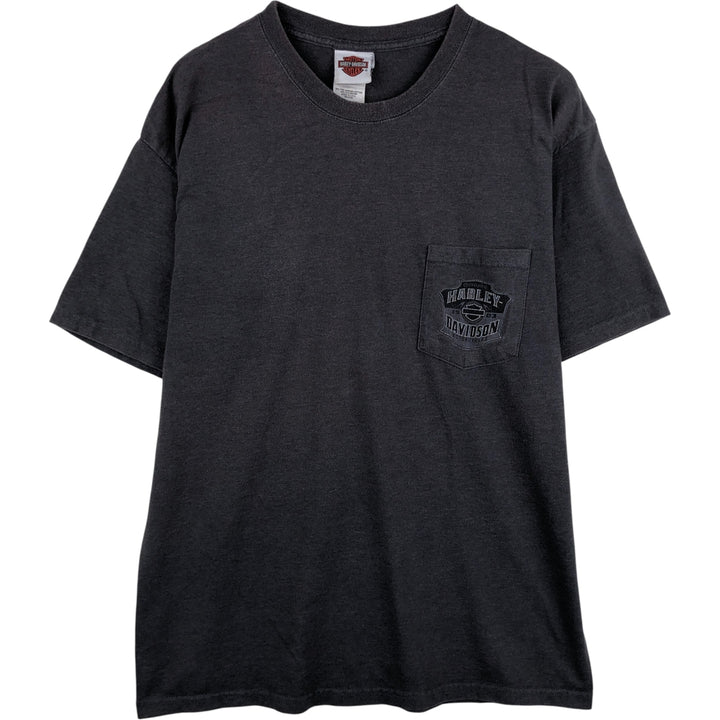 00'S Harley-Davidson Motorcycle Bike T-shirt Made in USA Men's L size cotton Charcoal Vintage Second Hand