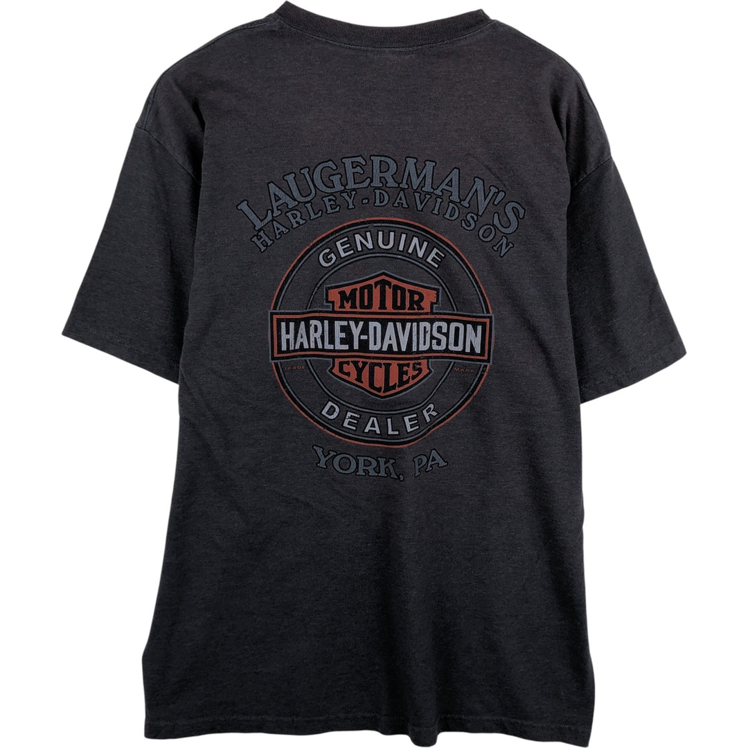 00'S Harley-Davidson Motorcycle Bike T-shirt Made in USA Men's L size cotton Charcoal Vintage Second Hand