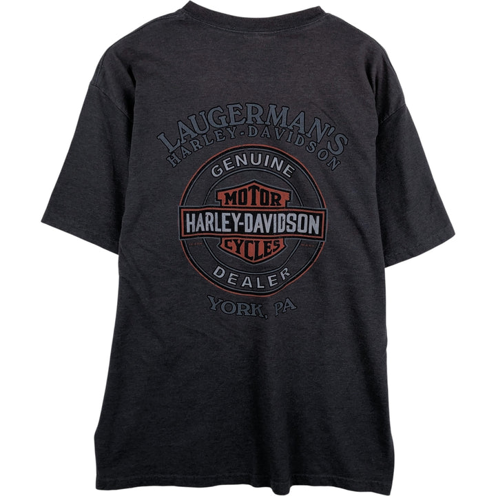 00'S Harley-Davidson Motorcycle Bike T-shirt Made in USA Men's L size cotton Charcoal Vintage Second Hand