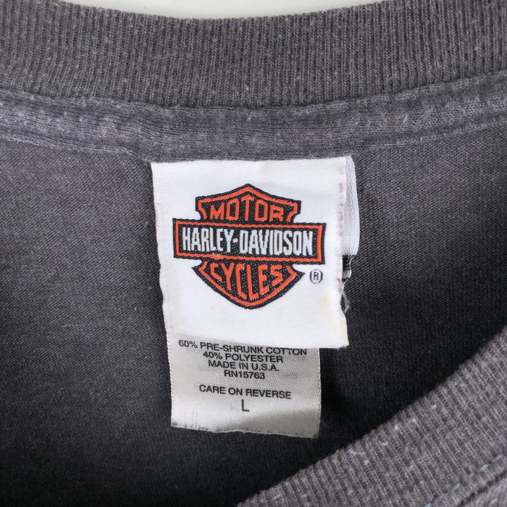 00'S Harley-Davidson Motorcycle Bike T-shirt Made in USA Men's L size cotton Charcoal Vintage Second Hand