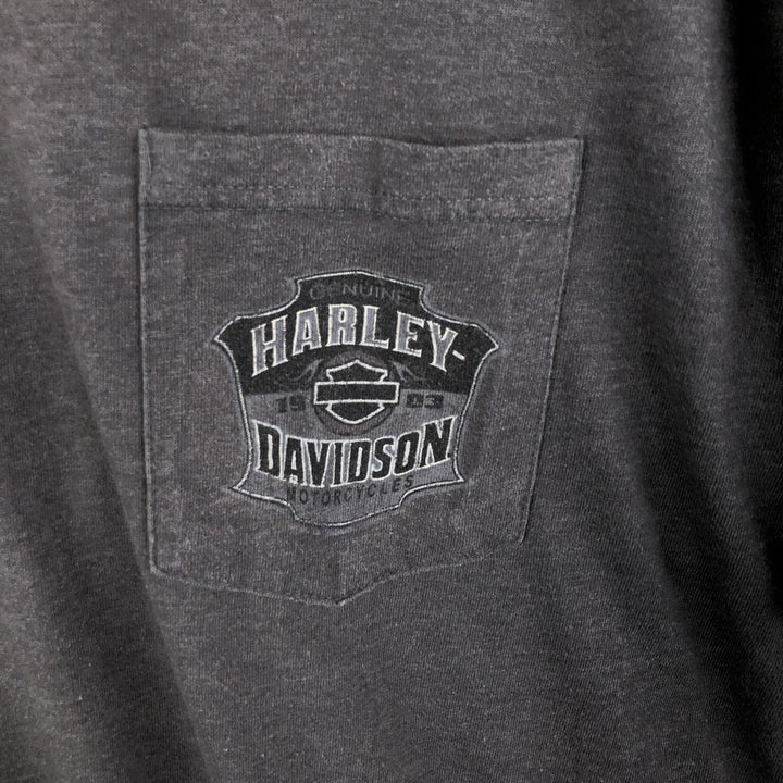 00'S Harley-Davidson Motorcycle Bike T-shirt Made in USA Men's L size cotton Charcoal Vintage Second Hand