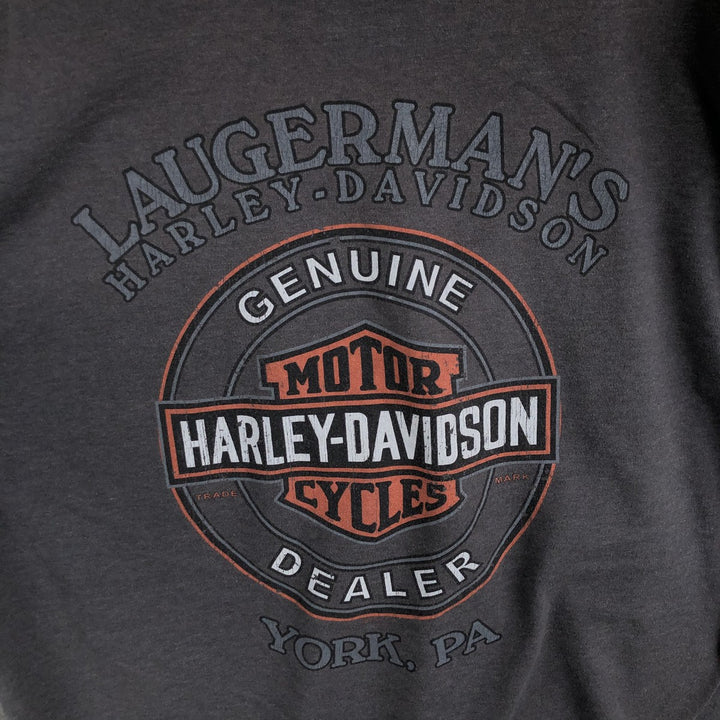 00'S Harley-Davidson Motorcycle Bike T-shirt Made in USA Men's L size cotton Charcoal Vintage Second Hand