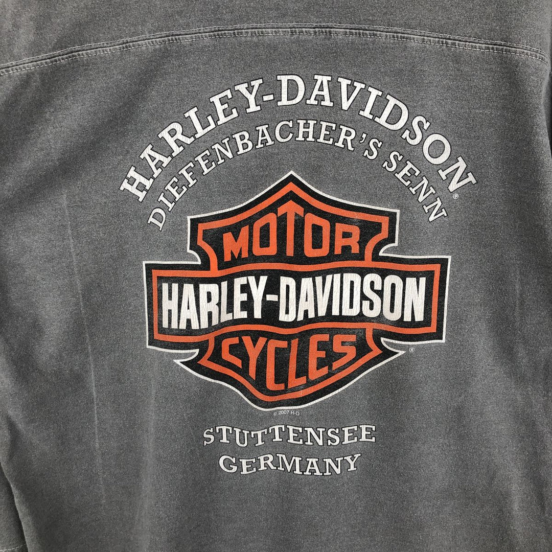 2000'S Harley-Davidson V-neck, 3/4 Sleeve Motorcycle T-shirt, Men's Size L cotton gray type Vintage Second Hand
