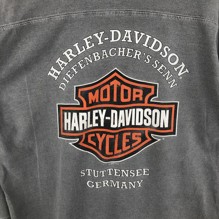 2000'S Harley-Davidson V-neck, 3/4 Sleeve Motorcycle T-shirt, Men's Size L cotton gray type Vintage Second Hand