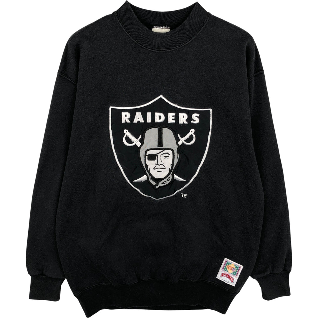 90'S Nutmeg NFL Las Vegas Raiders Logo Sweatshirt, Made in USA, Vintage, Men's Size L cotton black type Vintage Second Hand