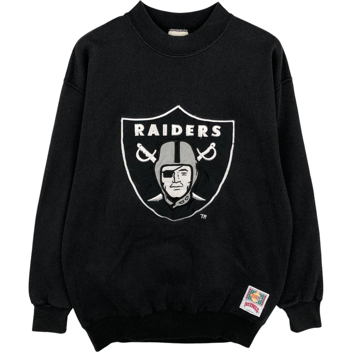 90'S Nutmeg NFL Las Vegas Raiders Logo Sweatshirt, Made in USA, Vintage, Men's Size L cotton black type Vintage Second Hand