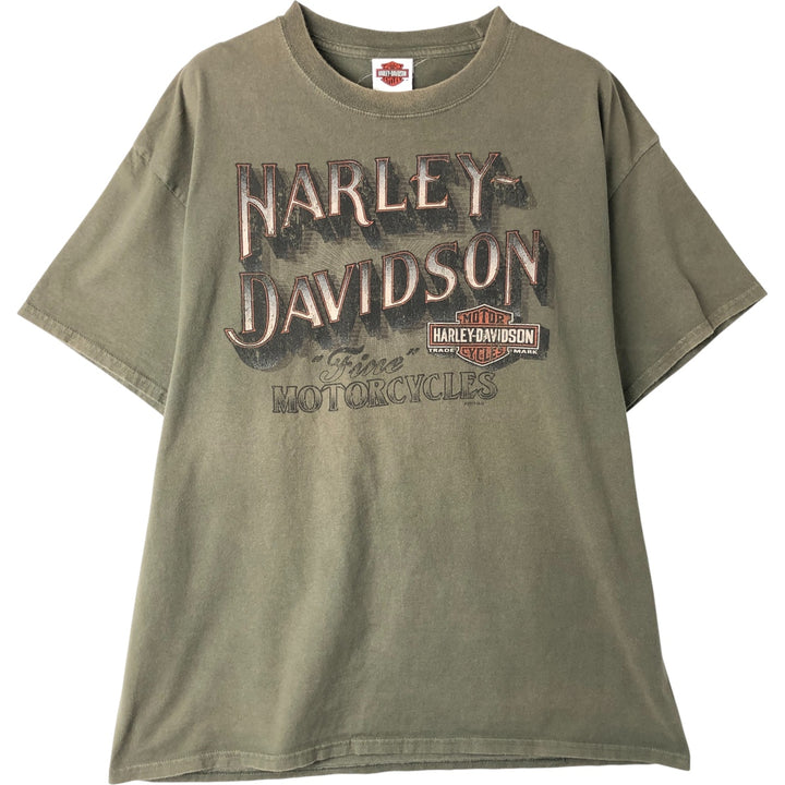 Harley-Davidson Fire Pattern Motorcycle Bike T-Shirt Men's XL cotton Khaki type Vintage Second Hand