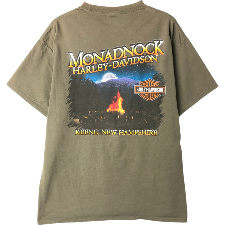 Harley-Davidson Fire Pattern Motorcycle Bike T-Shirt Men's XL cotton Khaki type Vintage Second Hand