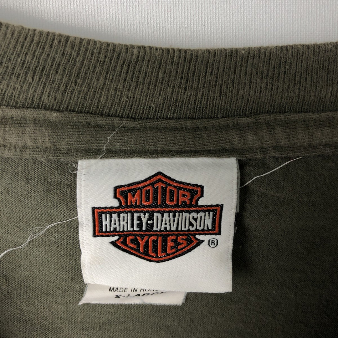 Harley-Davidson Fire Pattern Motorcycle Bike T-Shirt Men's XL cotton Khaki type Vintage Second Hand