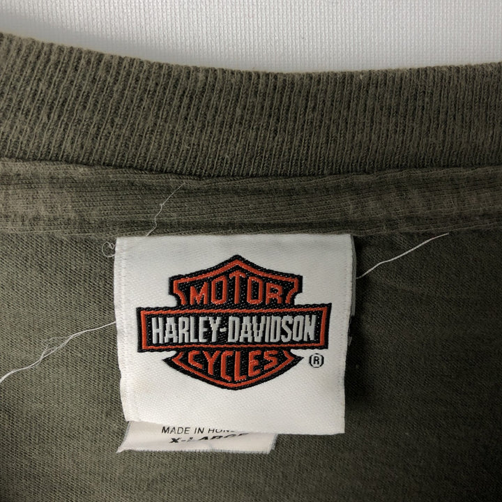 Harley-Davidson Fire Pattern Motorcycle Bike T-Shirt Men's XL cotton Khaki type Vintage Second Hand