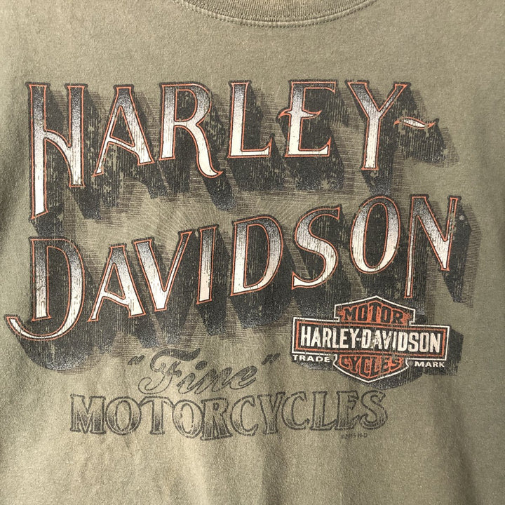 Harley-Davidson Fire Pattern Motorcycle Bike T-Shirt Men's XL cotton Khaki type Vintage Second Hand