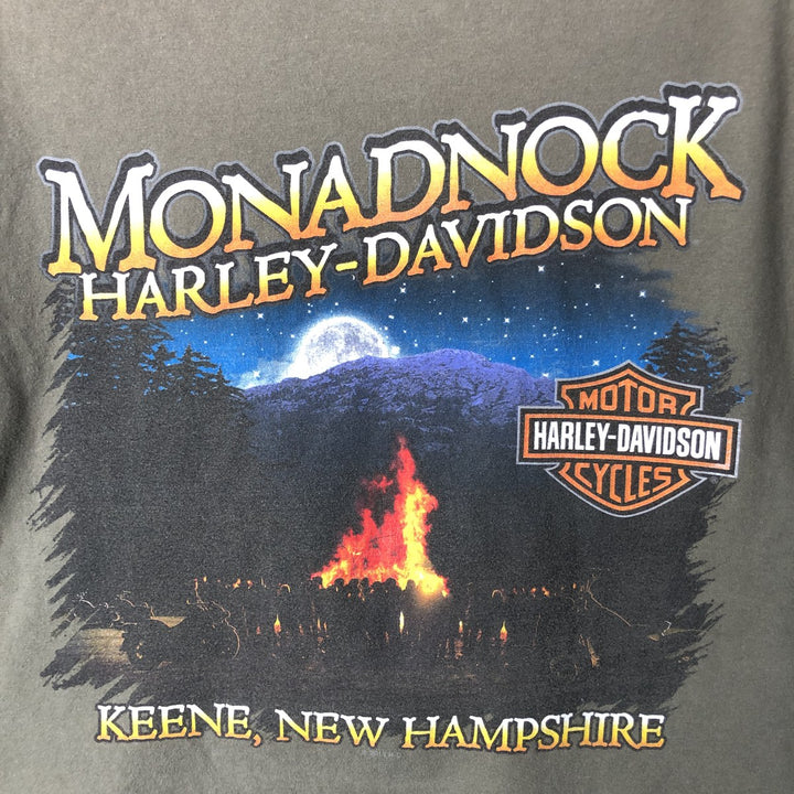 Harley-Davidson Fire Pattern Motorcycle Bike T-Shirt Men's XL cotton Khaki type Vintage Second Hand