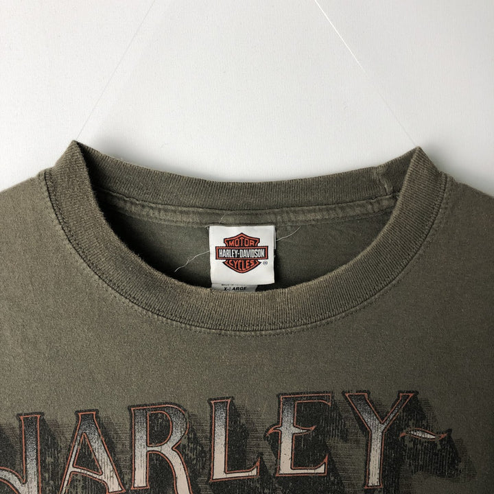 Harley-Davidson Fire Pattern Motorcycle Bike T-Shirt Men's XL cotton Khaki type Vintage Second Hand