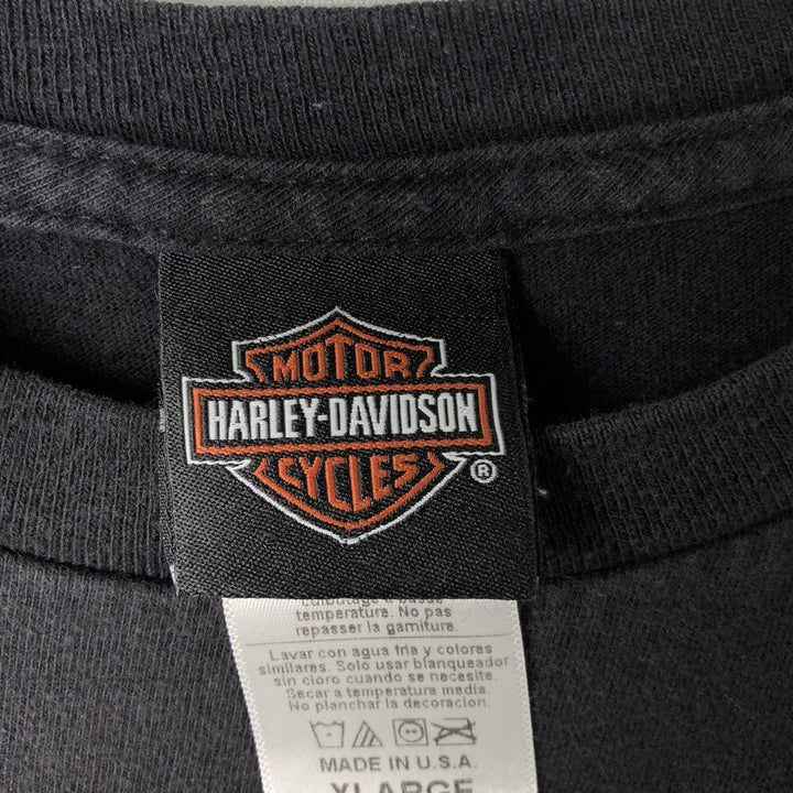 Harley-Davidson Skull Pattern Stars and Stripes Motorcycle T-Shirt, Made in USA, Men's Size XL cotton black type Vintage Second Hand
