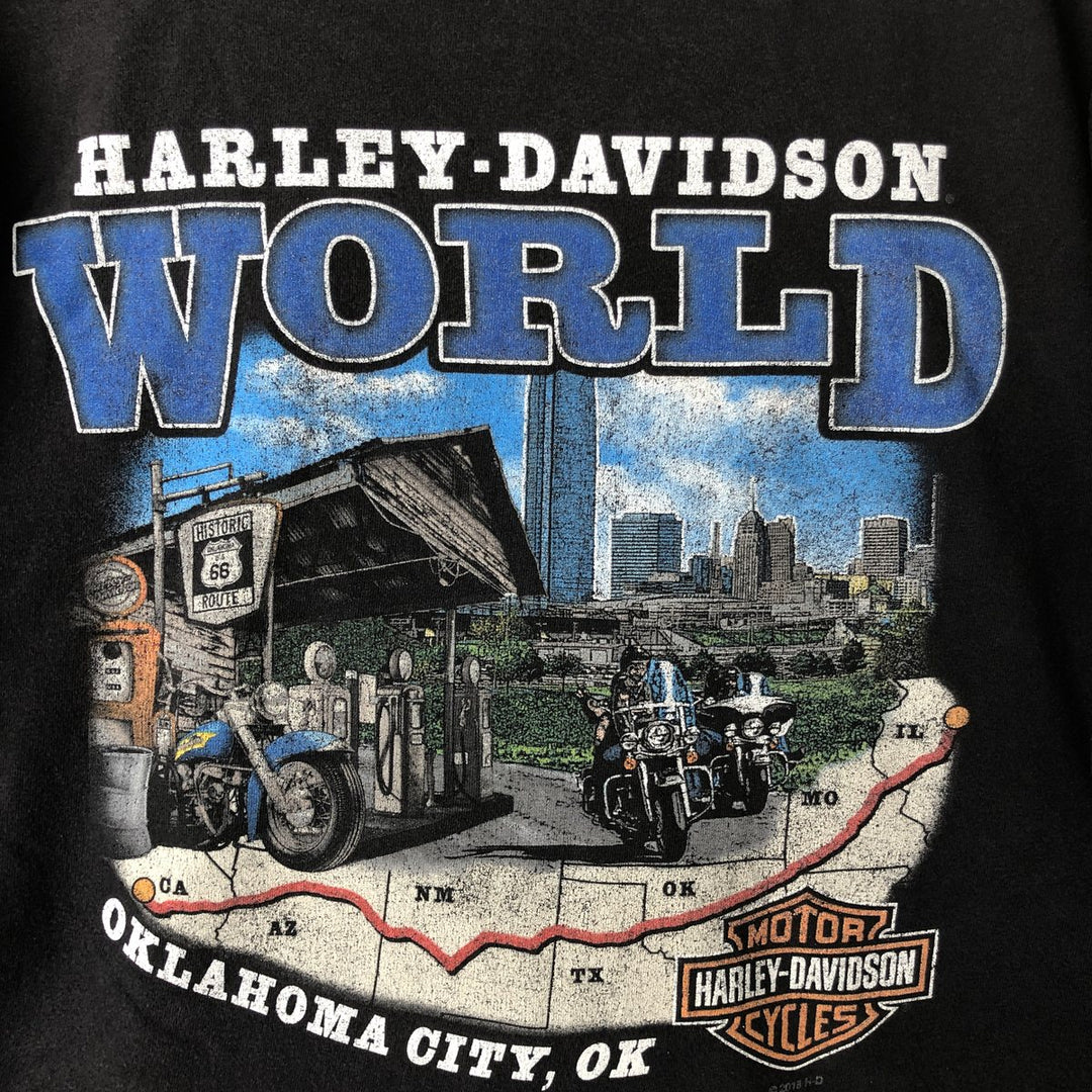 Harley-Davidson Skull Pattern Stars and Stripes Motorcycle T-Shirt, Made in USA, Men's Size XL cotton black type Vintage Second Hand
