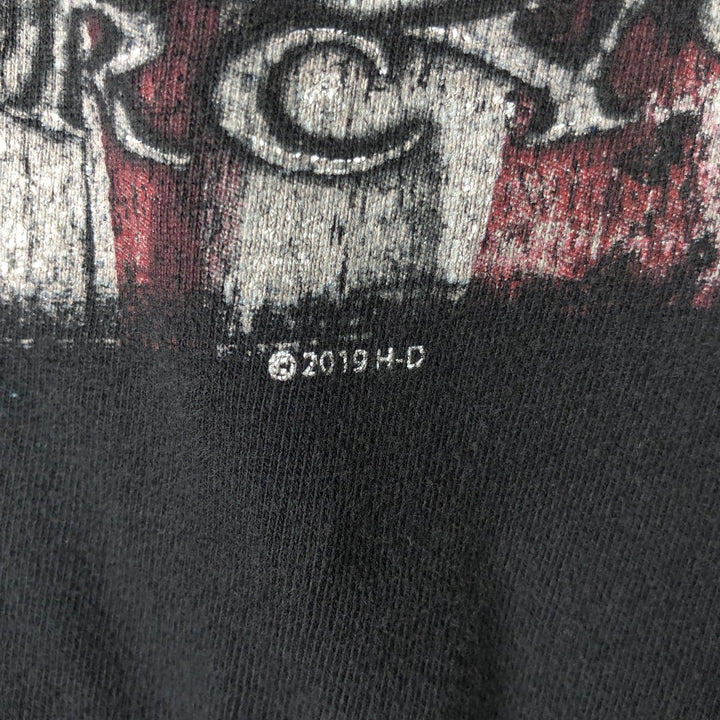 Harley-Davidson Skull Pattern Stars and Stripes Motorcycle T-Shirt, Made in USA, Men's Size XL cotton black type Vintage Second Hand