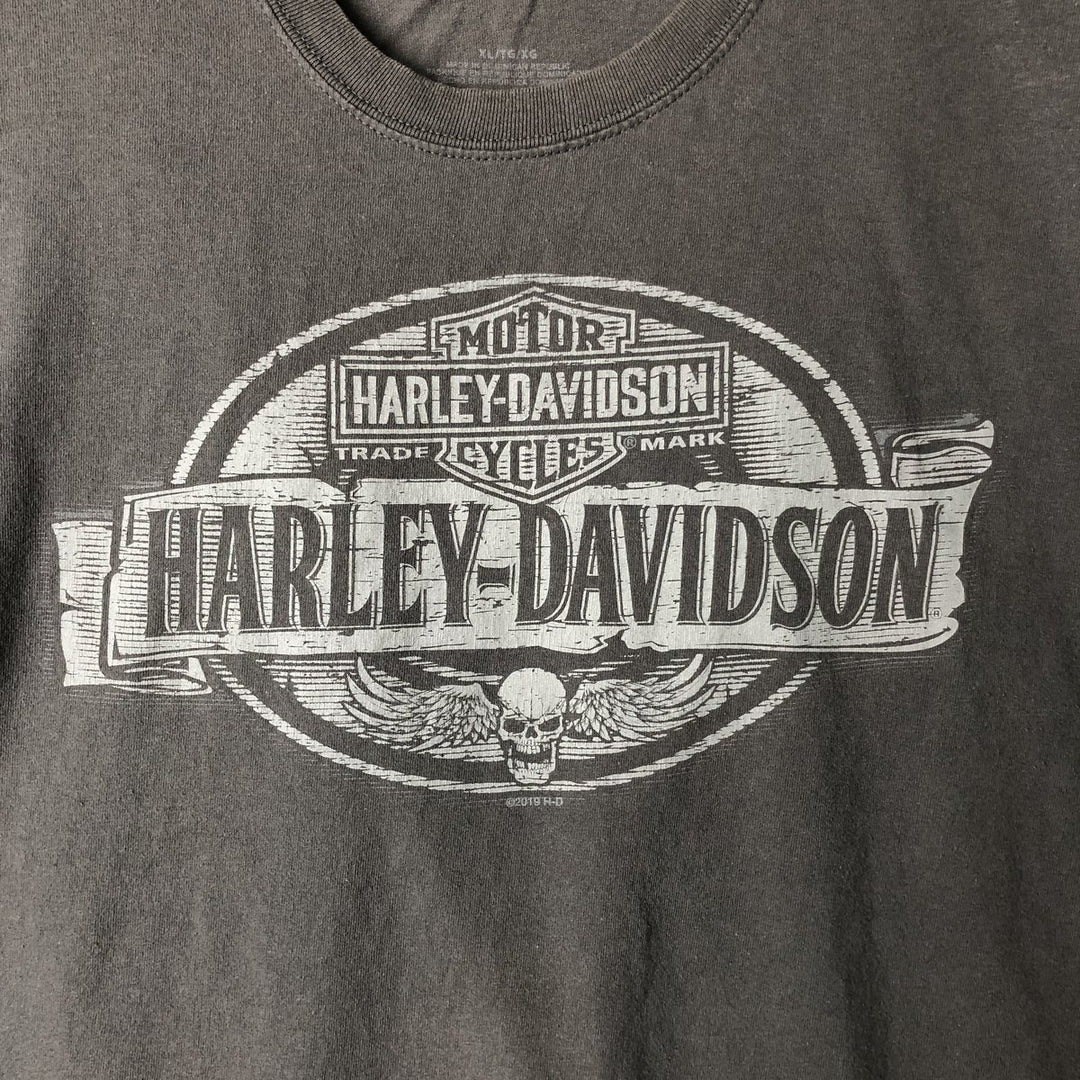Harley-Davidson Skull Wing Motorcycle T-Shirt, Men's XL unclear gray type Vintage Second Hand
