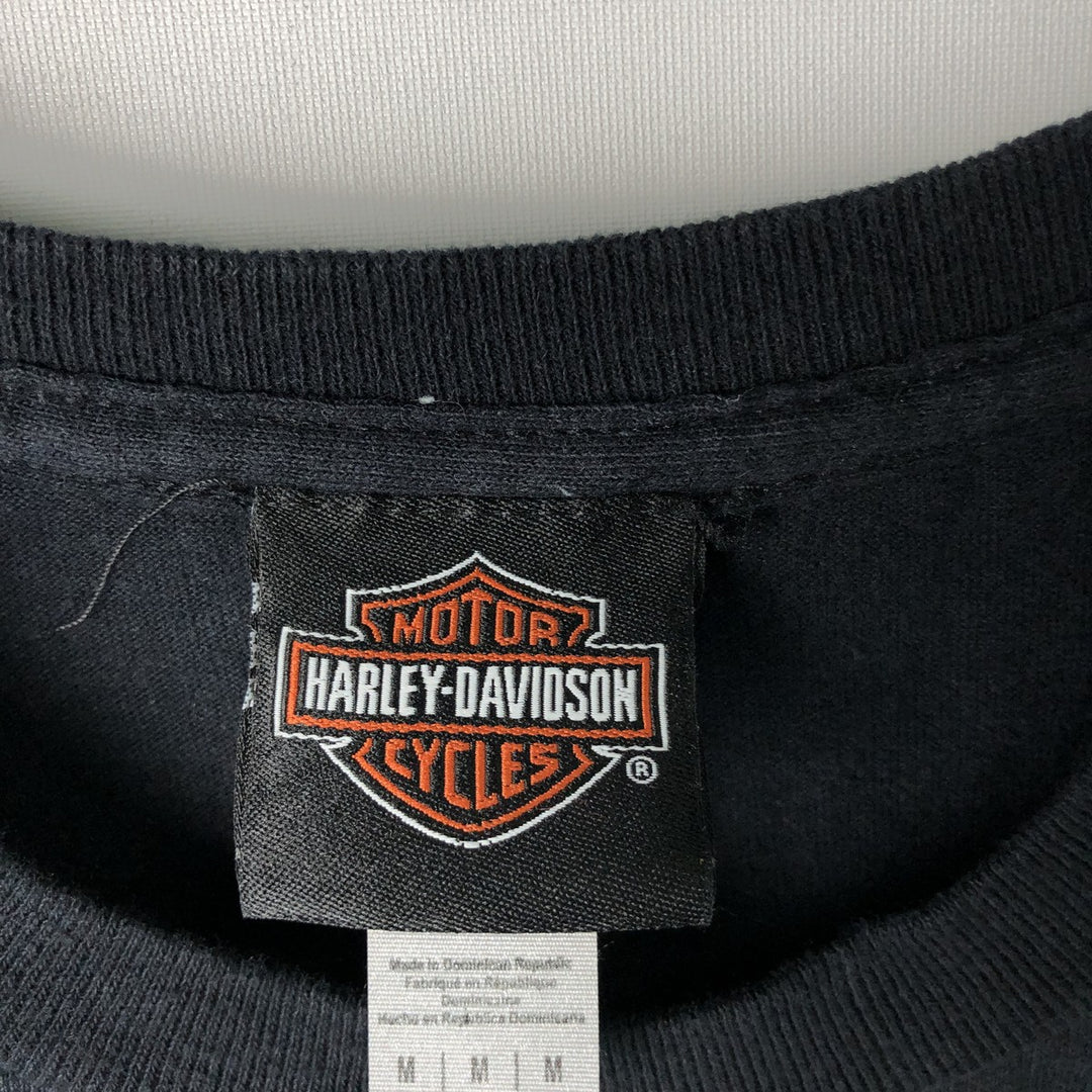 Harley-Davidson Eagle Pattern Stars and Stripes Motorcycle T-Shirt, Men's Size Medium cotton black type Vintage Second Hand