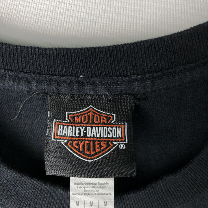 Harley-Davidson Eagle Pattern Stars and Stripes Motorcycle T-Shirt, Men's Size Medium cotton black type Vintage Second Hand