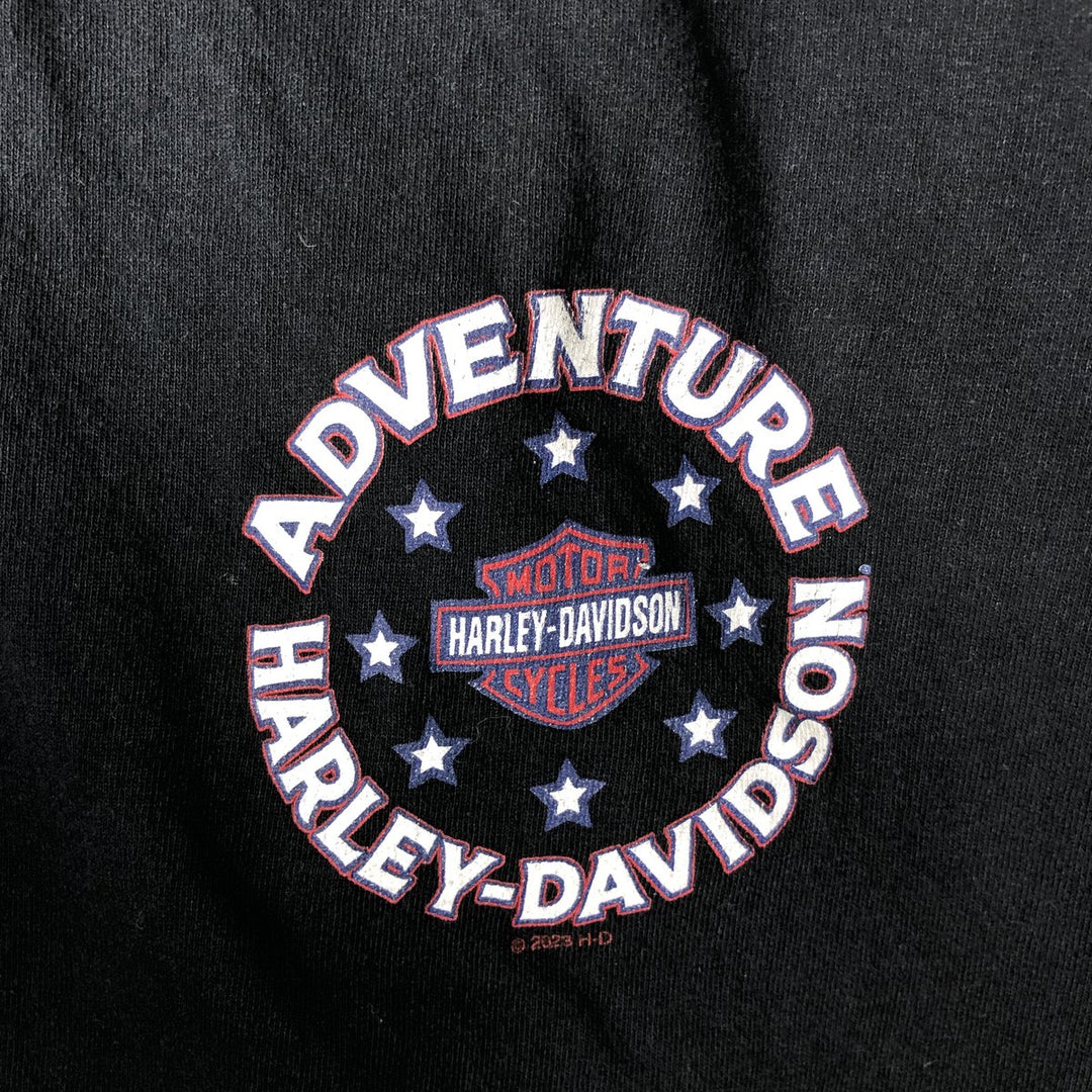 Harley-Davidson Eagle Pattern Stars and Stripes Motorcycle T-Shirt, Men's Size Medium cotton black type Vintage Second Hand