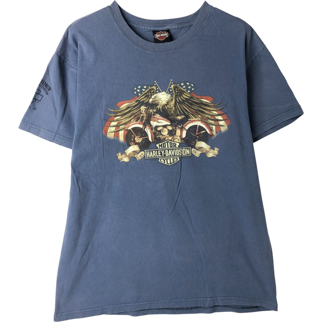 Harley-Davidson Eagle Pattern Motorcycle Bike T-shirt Men's L size cotton Blue type light blue Vintage Second Hand