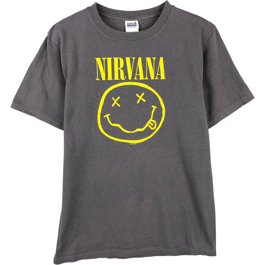 2000'S anvil NIRVANA band T-shirt, men's size small cotton Charcoal Vintage Second Hand