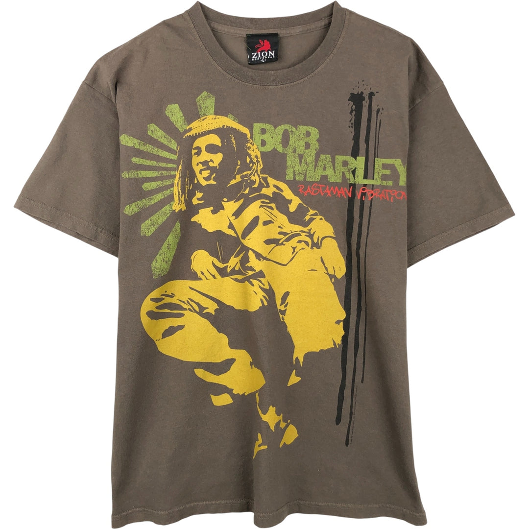 ZION BOB MARLEY Bob Marley Band T-shirt Band T Men's L size cotton Khaki type Vintage Second Hand