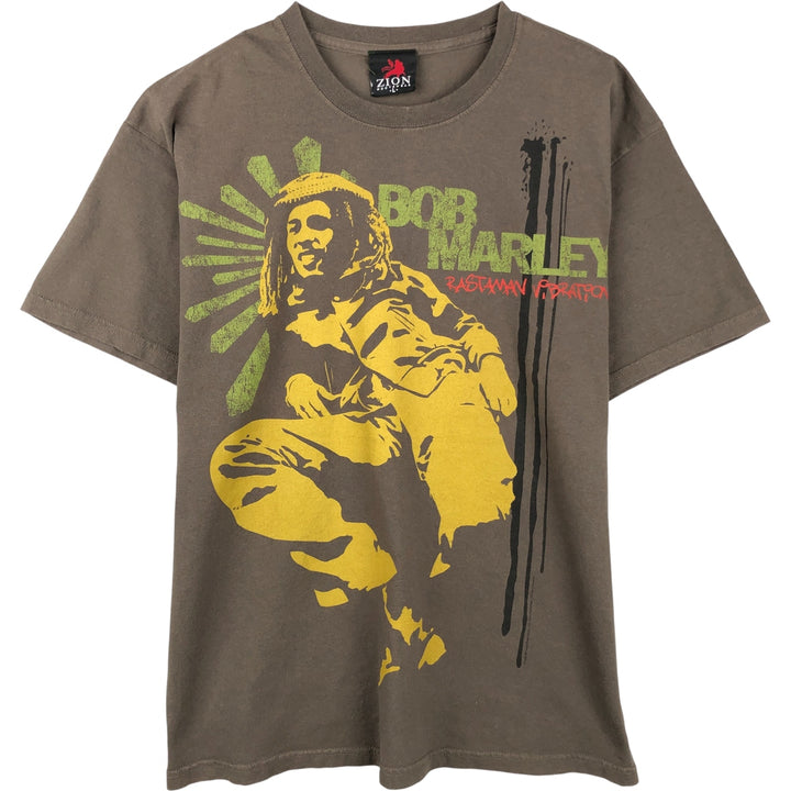 ZION BOB MARLEY Bob Marley Band T-shirt Band T Men's L size cotton Khaki type Vintage Second Hand