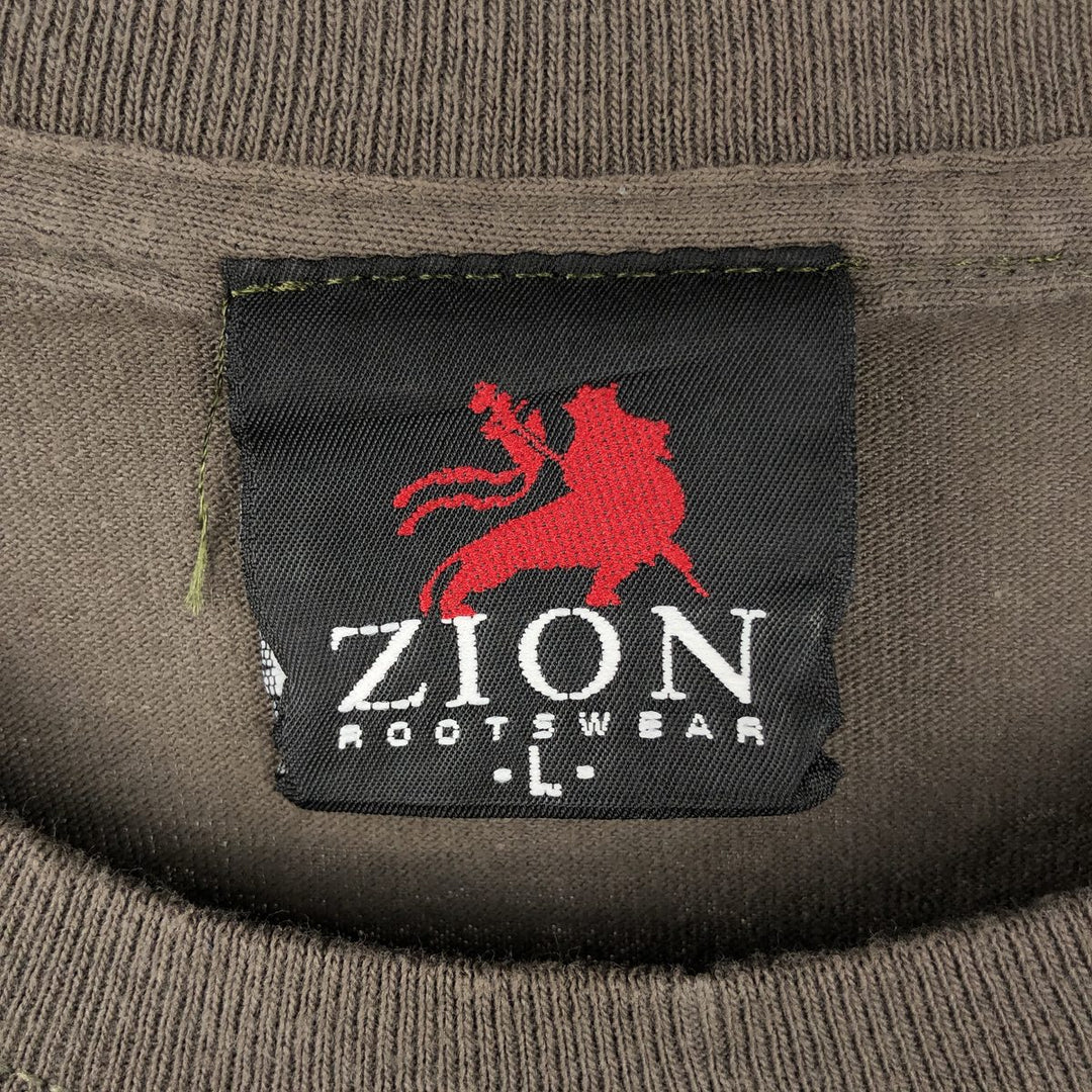 ZION BOB MARLEY Bob Marley Band T-shirt Band T Men's L size cotton Khaki type Vintage Second Hand