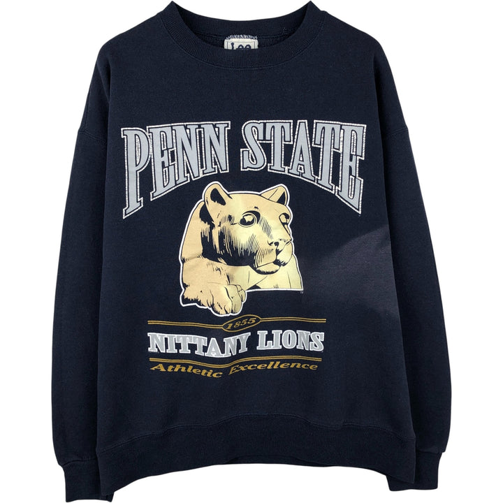 2000'S Lee SPORT Penn State University College Character Sweatshirt, Made in USA, Men's Size L cotton navy blue type Vintage Second Hand