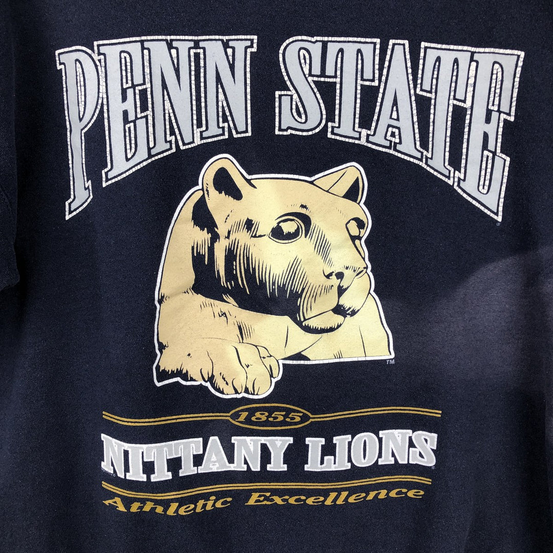 2000'S Lee SPORT Penn State University College Character Sweatshirt, Made in USA, Men's Size L cotton navy blue type Vintage Second Hand