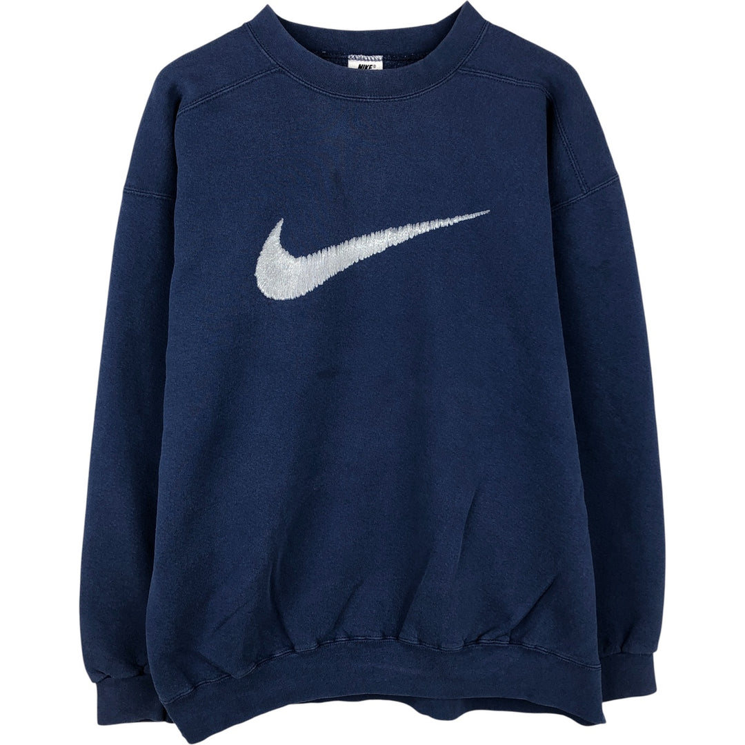90'S Nike Logo Sweatshirt, Made in USA, Men's L Size, Vintage cotton navy blue type Vintage Second Hand