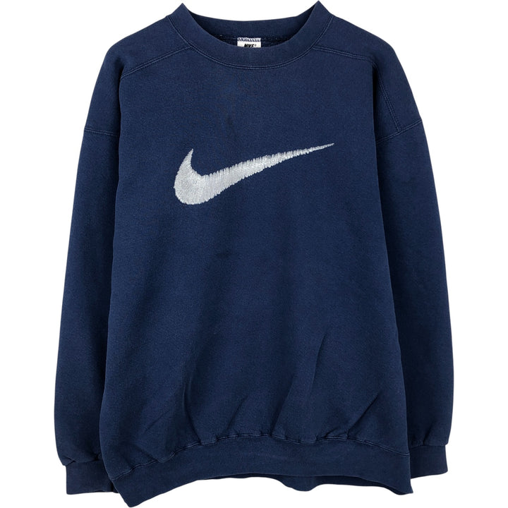 90'S Nike Logo Sweatshirt, Made in USA, Men's L Size, Vintage cotton navy blue type Vintage Second Hand