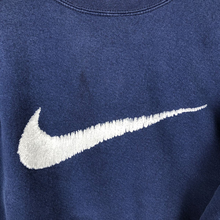 90'S Nike Logo Sweatshirt, Made in USA, Men's L Size, Vintage cotton navy blue type Vintage Second Hand
