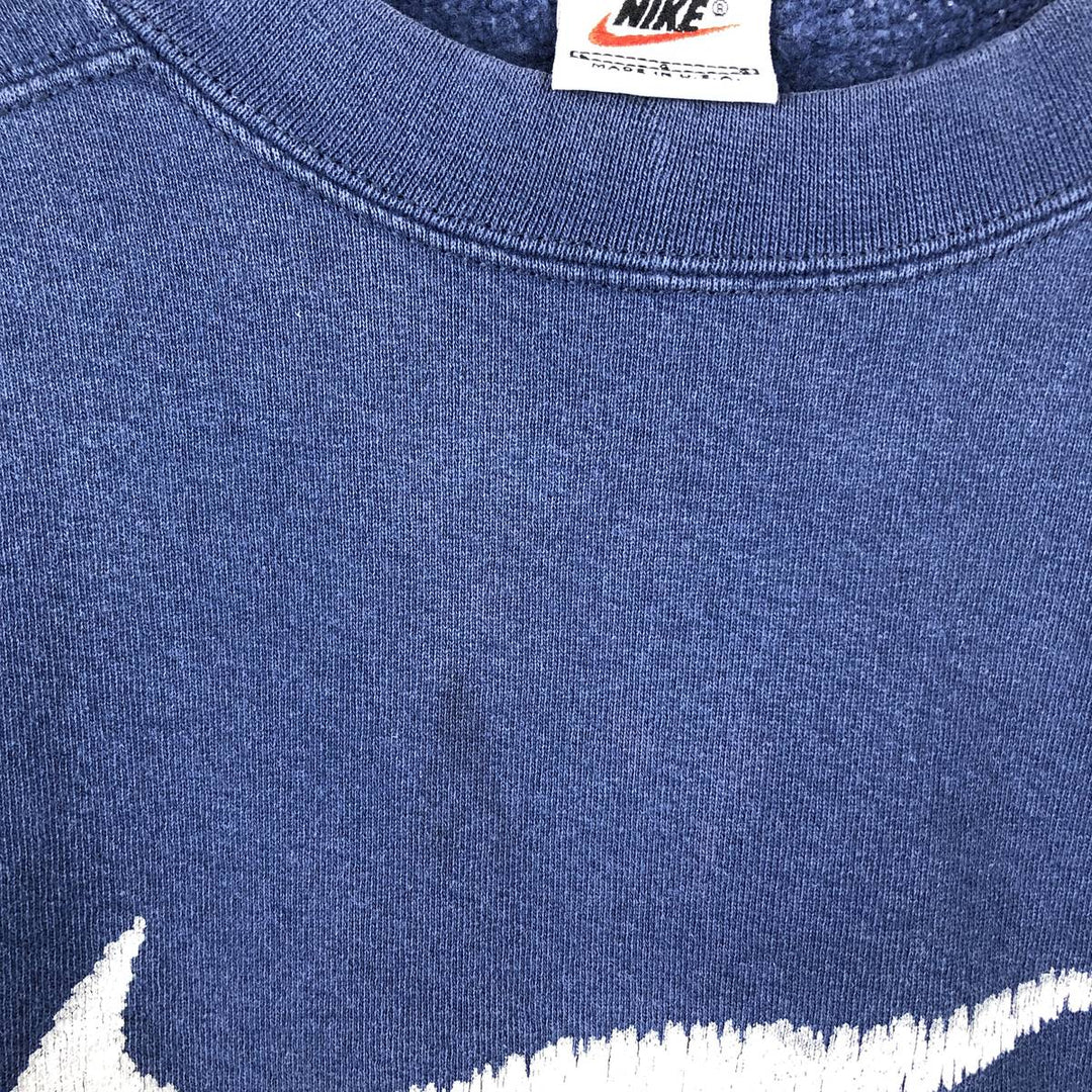 90'S Nike Logo Sweatshirt, Made in USA, Men's L Size, Vintage cotton navy blue type Vintage Second Hand