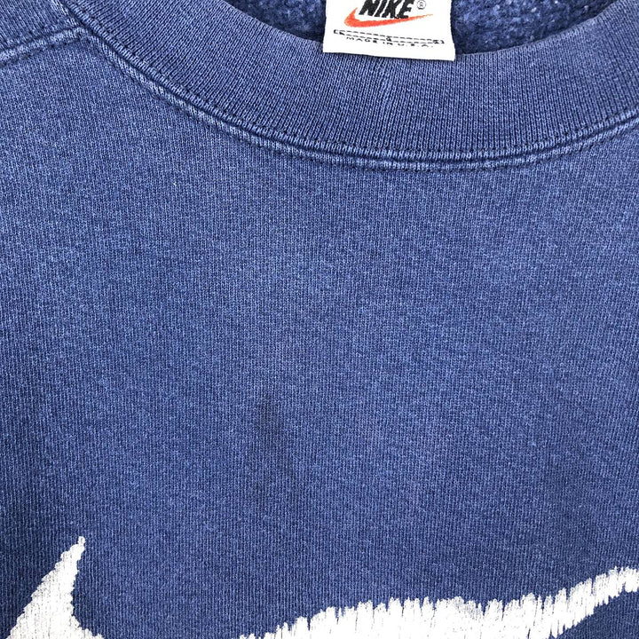 90'S Nike Logo Sweatshirt, Made in USA, Men's L Size, Vintage cotton navy blue type Vintage Second Hand