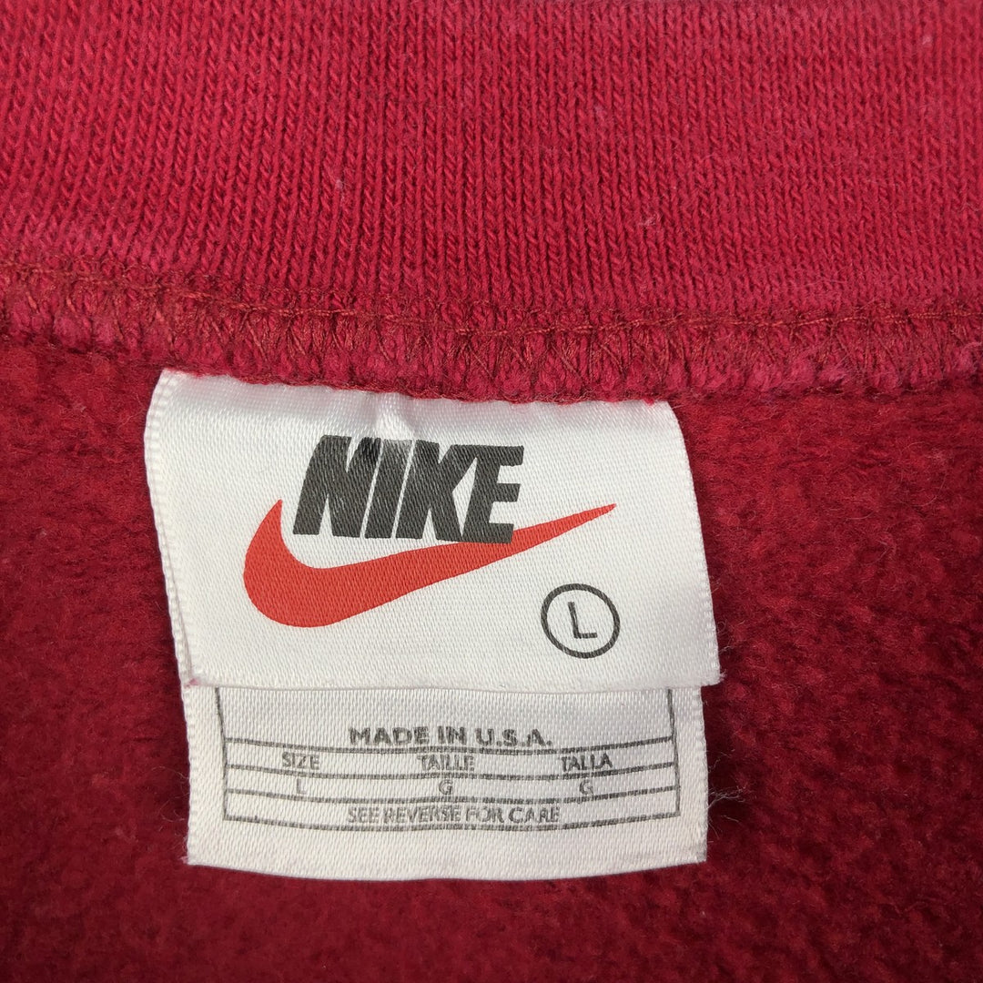 Nike One-Point Logo Sweatshirt, Made in USA, Men's Size L cotton red type Vintage Second Hand