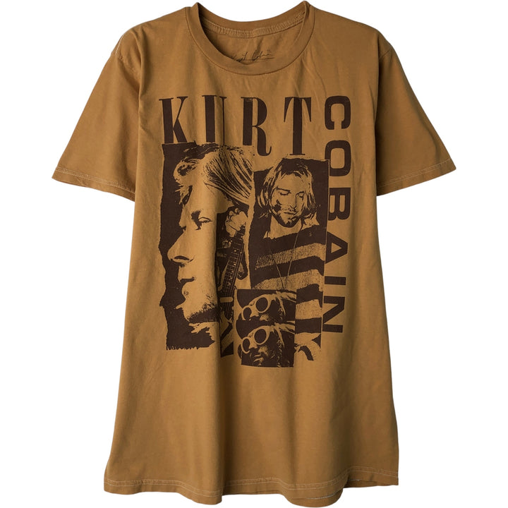 KURT COBAIN Kurt Cobain band T-shirt, band T, men's M size cotton brown type Vintage Second Hand