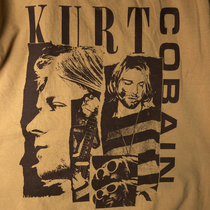 KURT COBAIN Kurt Cobain band T-shirt, band T, men's M size cotton brown type Vintage Second Hand