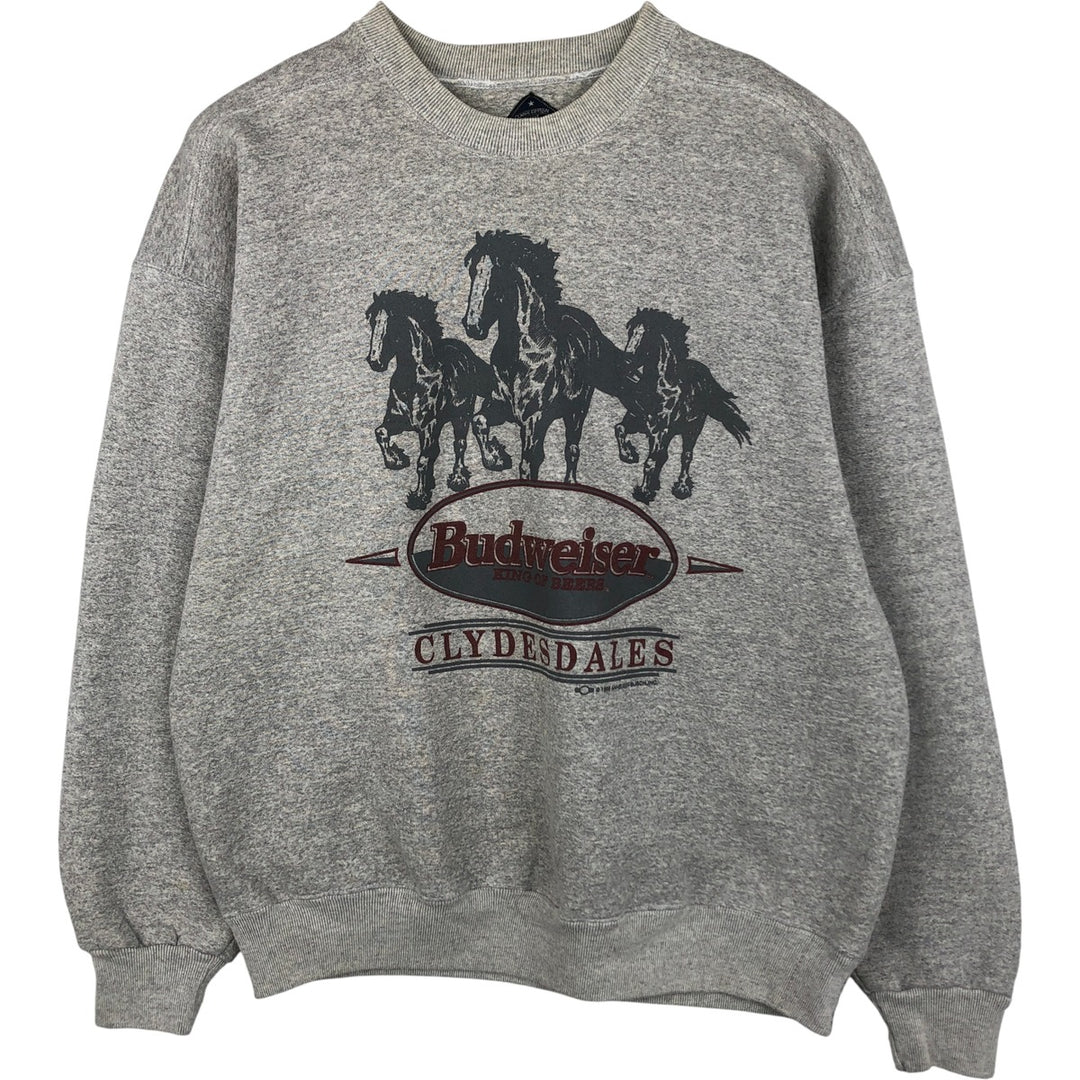 90'S Carrousel Budweiser Advertising Sweatshirt, Made in USA, Men's Size XL cotton gray type Vintage Second Hand
