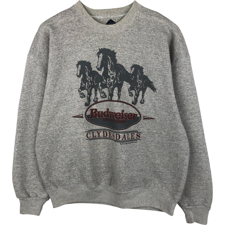 90'S Carrousel Budweiser Advertising Sweatshirt, Made in USA, Men's Size XL cotton gray type Vintage Second Hand