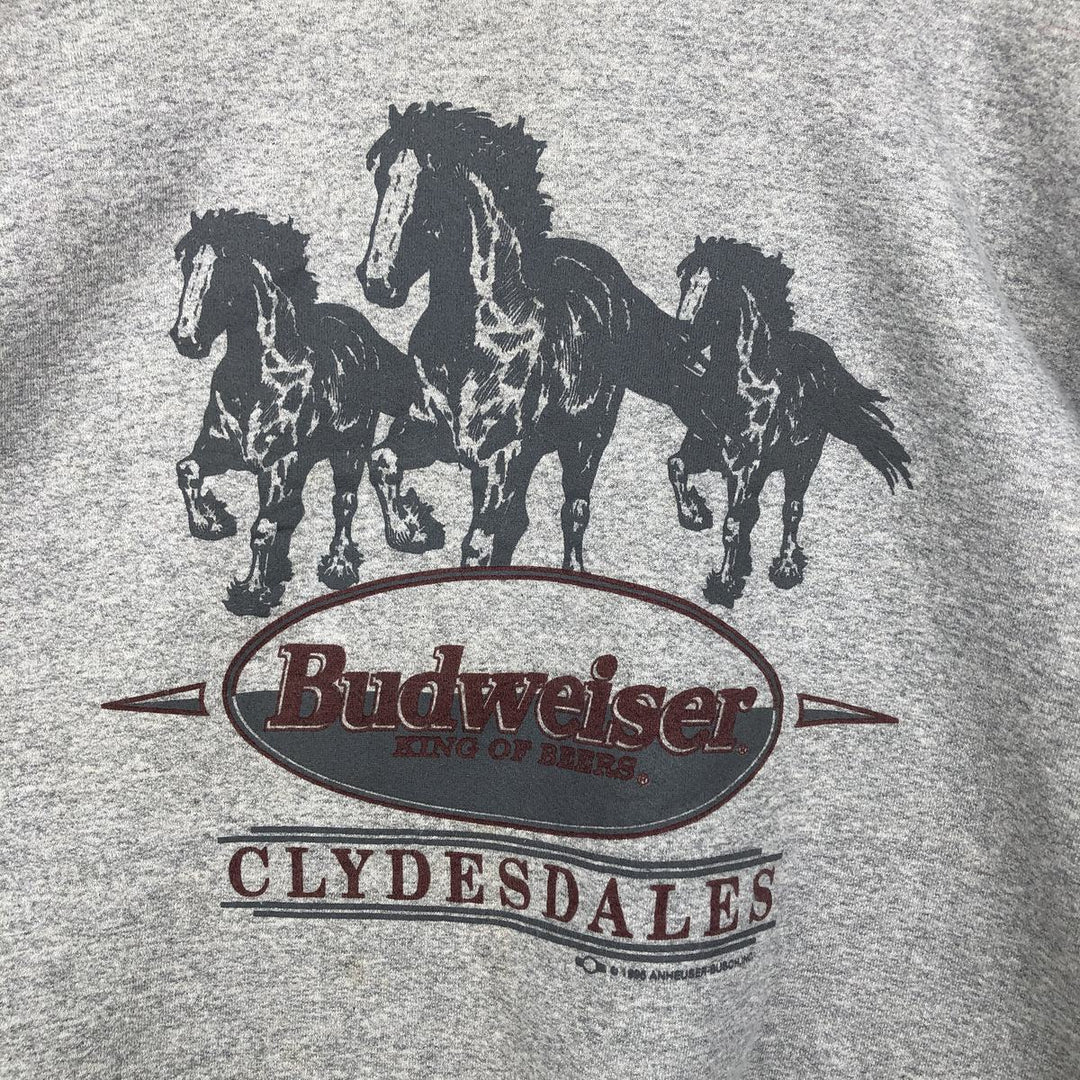 90'S Carrousel Budweiser Advertising Sweatshirt, Made in USA, Men's Size XL cotton gray type Vintage Second Hand