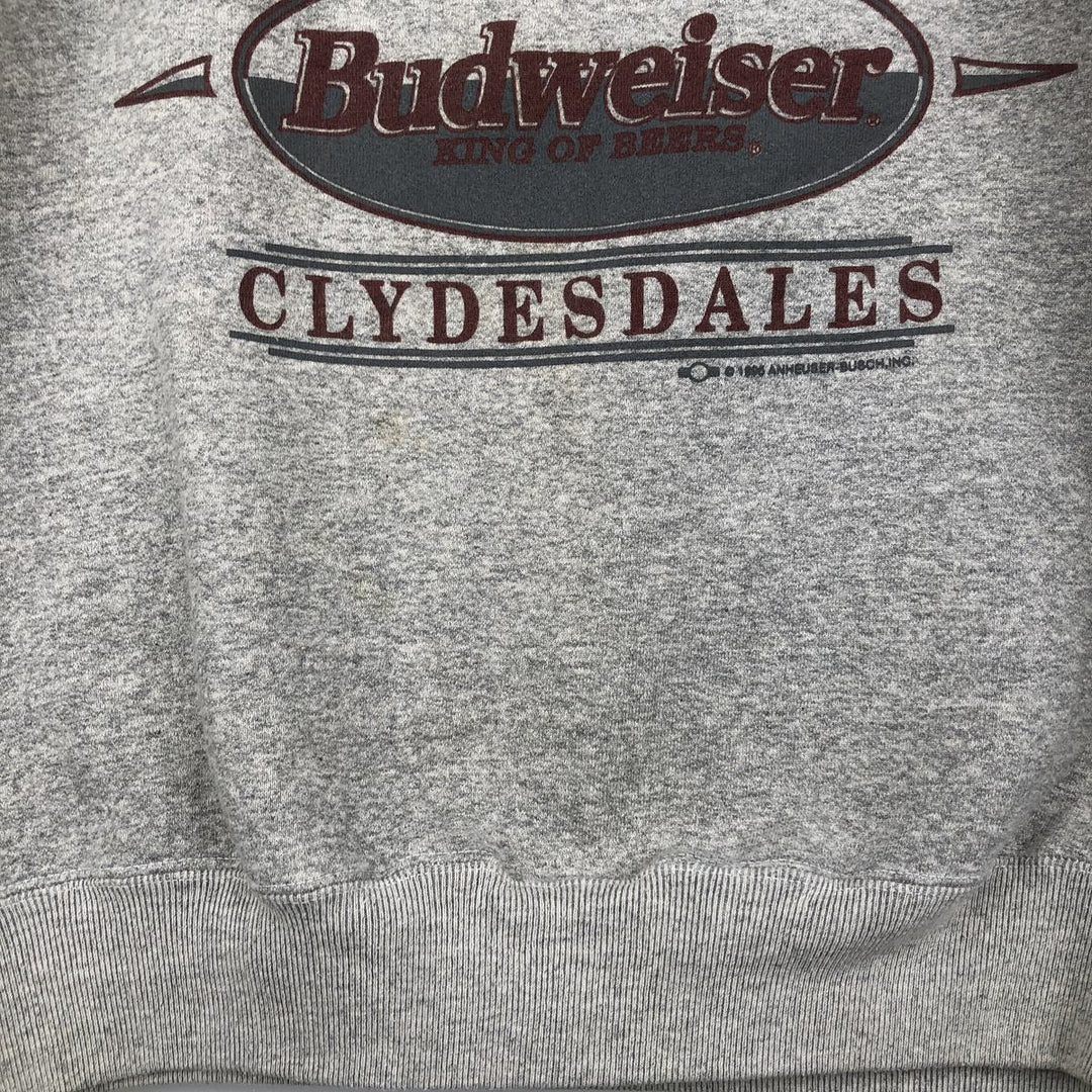 90'S Carrousel Budweiser Advertising Sweatshirt, Made in USA, Men's Size XL cotton gray type Vintage Second Hand
