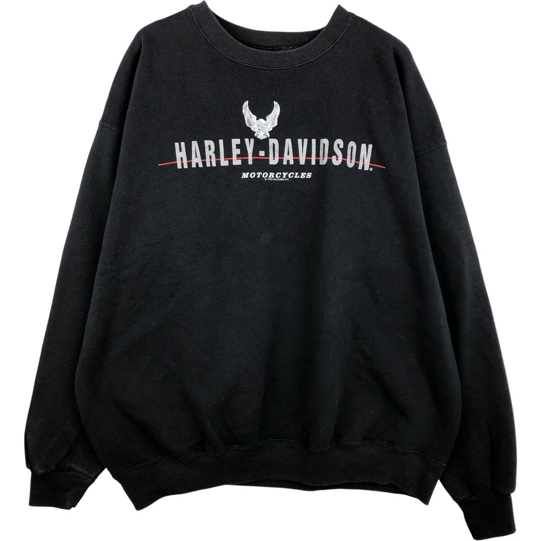90'S Harley-Davidson Eagle Pattern Advertising Sweatshirt, Made in USA, Men's XXL polyester black type Vintage Second Hand