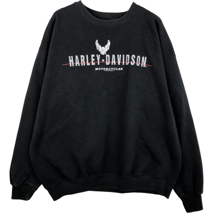 90'S Harley-Davidson Eagle Pattern Advertising Sweatshirt, Made in USA, Men's XXL polyester black type Vintage Second Hand